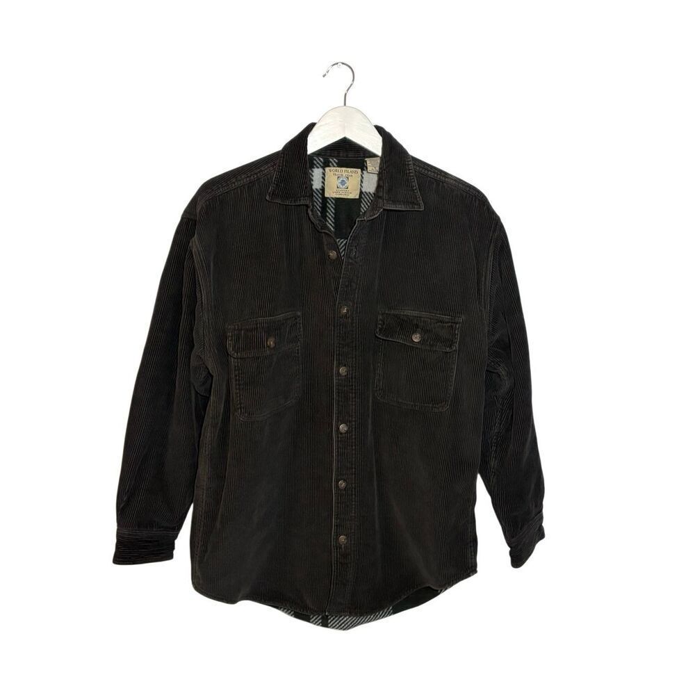 World Island fleece lined charcoal gray corduroy shirt jacket - M